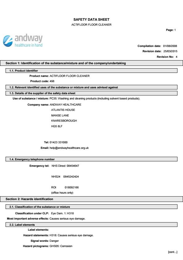 ACTFLO/5 COSHH