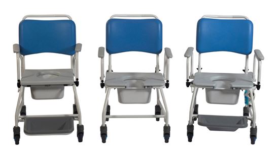 Picture of Atlantic Mobile commode and SC Footrests and pan rack(18")