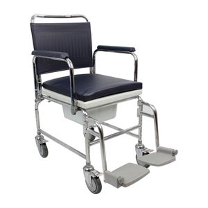 Adjustable Height Heavy Duty Mobile Commode 18" Seat