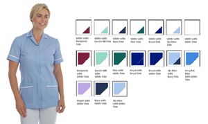 Zip Front Tunic Polycotton -Lilac with White Trim