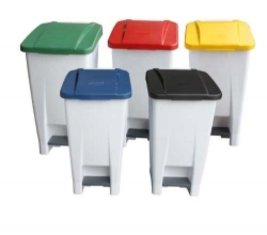 Picture of Step Container - 68Ltr - White with Yellow lid.