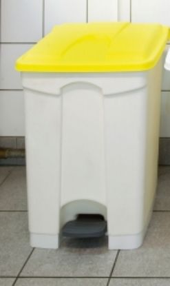 Picture of Plastic waste bin 60L White with Yellow Lid