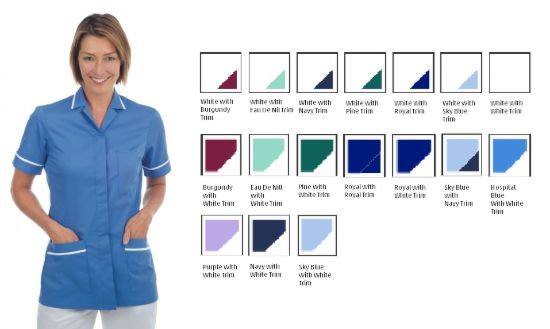 Picture of Stud Front Tunic Polycotton -Lilac with White Trim