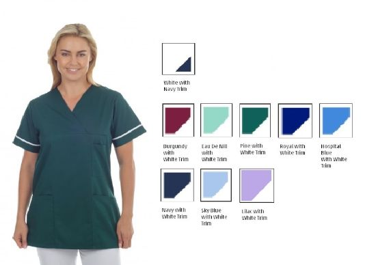 Picture of Tunic Polycotton -Pine with White Trim